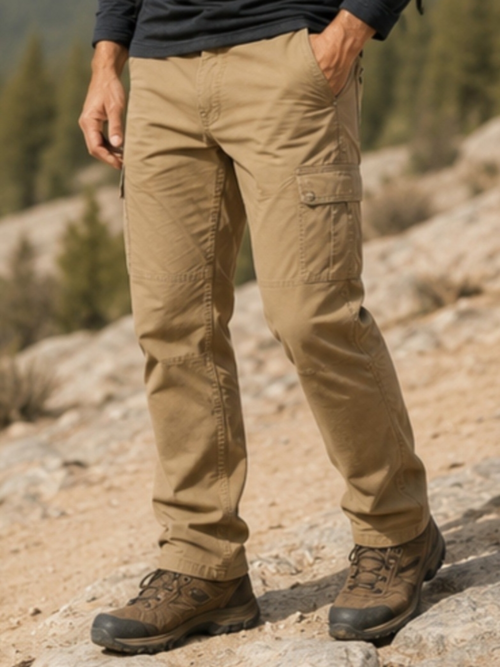 KÜHL Men's 32x32 Khaki Hiking Cargo Pants Articulated Knees Outdoor Trail